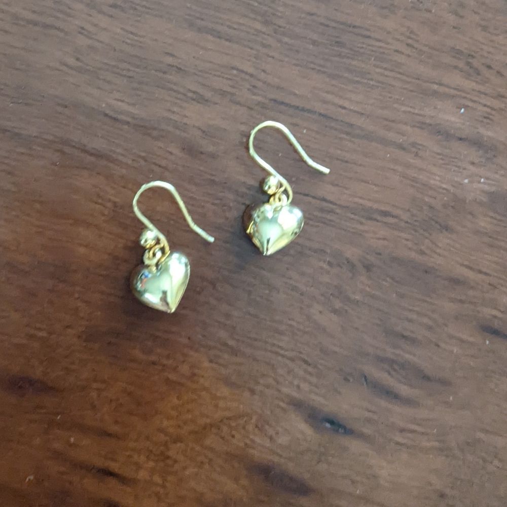 Gold Heart Earrings - Picture 7 of 7